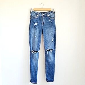 H&M Conscious Destroyed Dark Wash Skinny Jeans - 2